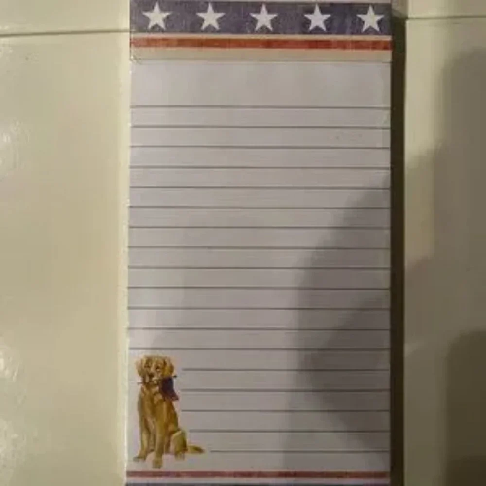 Magnetic Lined Notebooks - Set of 2 (flag / USA‎ / dog themed) (new)